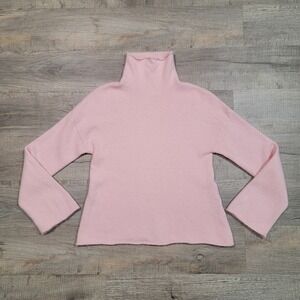 Van Kukil 100% Cashmere Mock Neck Turtleneck Sweater Baby Pink Cozy Luxury